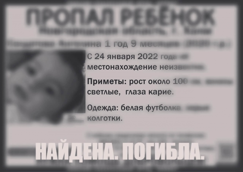 Таинственно исчезнувшую полуторагодовалую девочку в Новгородской области нашли мертвой