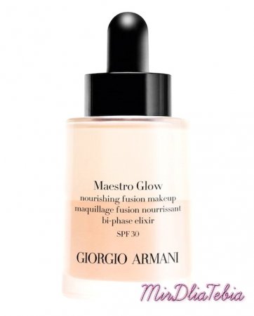 Новый питательный тональный эликсир Giorgio Armani Maestro Glow Nourishing Fusion Makeup Bi-Phase Elixir SPF30