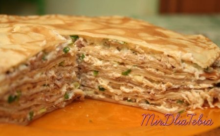 Торт из яичных блинов с куриной начинкой